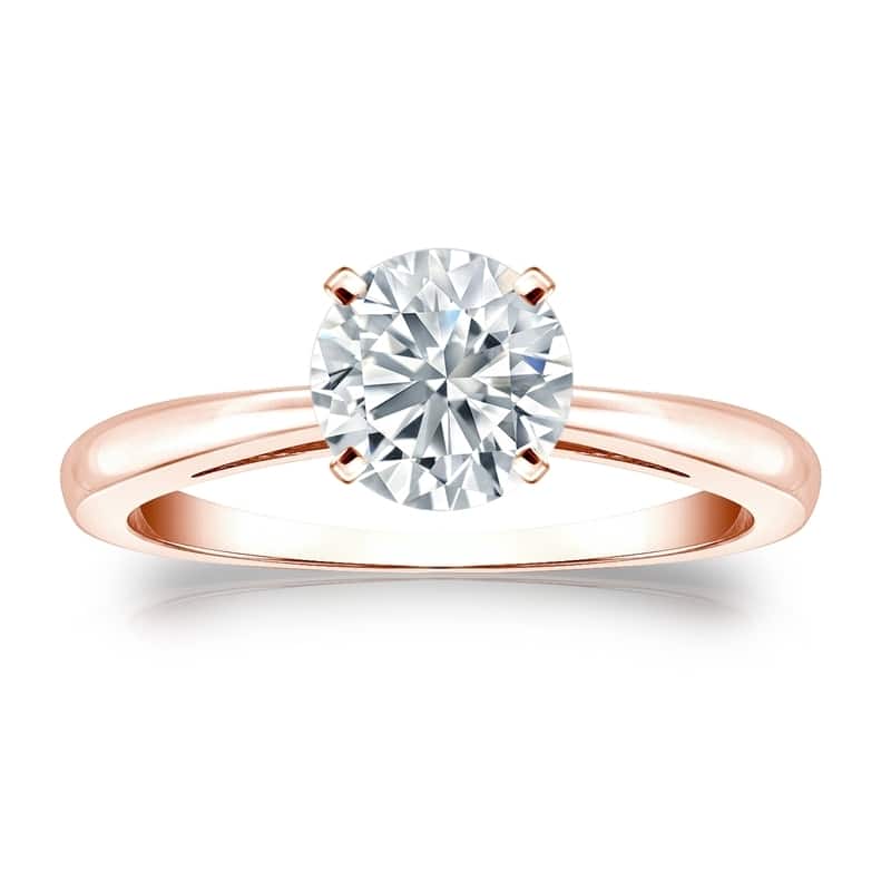 Auriya 14k Gold GIA Certified 0.75 carat TW Round Solitaire Diamond Engagement Ring