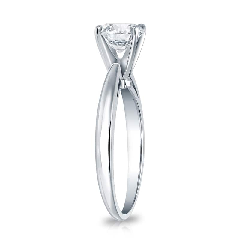 Auriya 14k Gold GIA Certified 0.75 carat TW Round Solitaire Diamond Engagement Ring