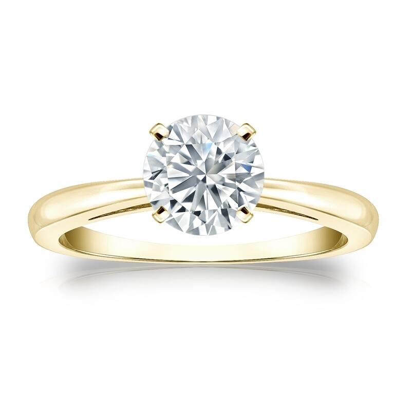 Auriya 14k Gold GIA Certified 0.75 carat TW Round Solitaire Diamond Engagement Ring