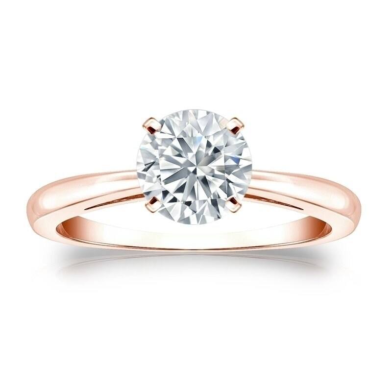 Auriya 1 1/2ctw Round Solitaire Diamond Engagement Ring 14K Gold GIA Certified