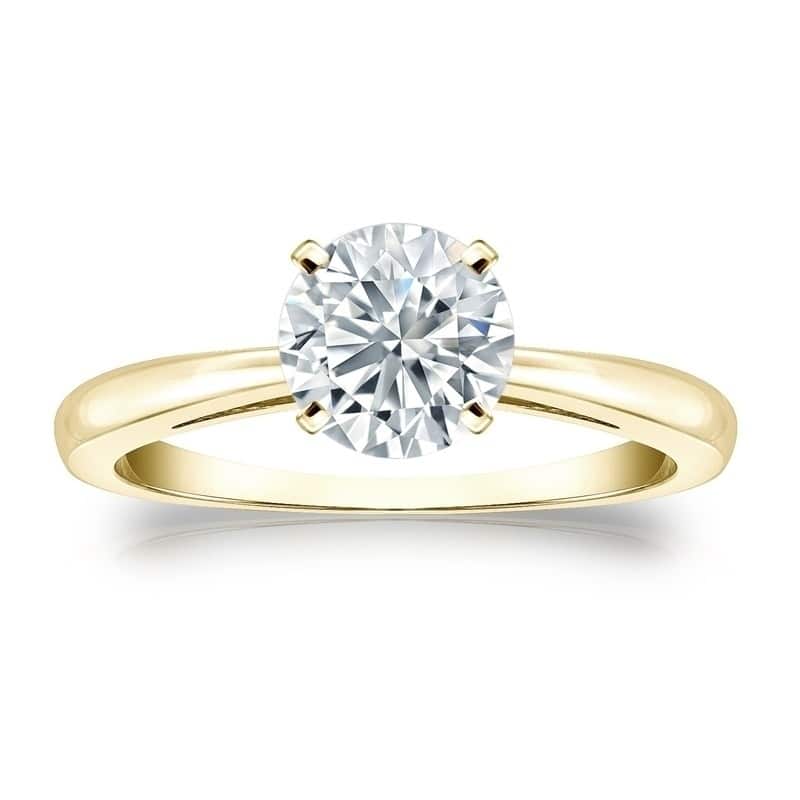 Auriya 1 1/2ctw Round Solitaire Diamond Engagement Ring 14K Gold GIA Certified