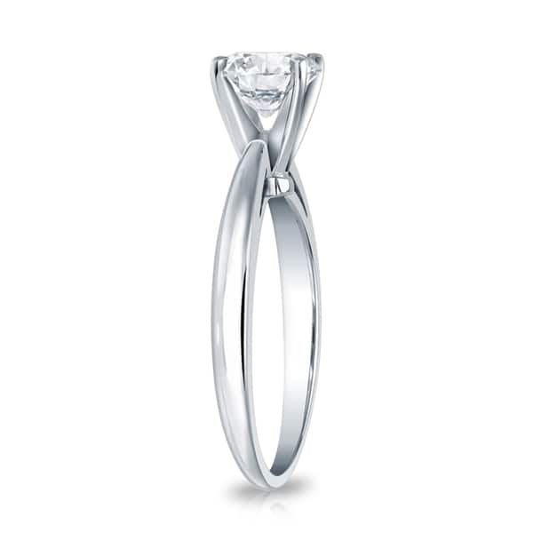 Auriya 18k Gold Certified 1.00ct. TDW Round Solitaire Diamond Engagement Ring