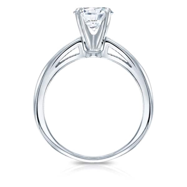 Auriya 18k Gold Certified 1.00ct. TDW Round Solitaire Diamond Engagement Ring