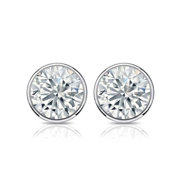 Auriya 14k Gold Certified 2.00 ct. TDW Bezel Set Round Diamond Stud Earrings