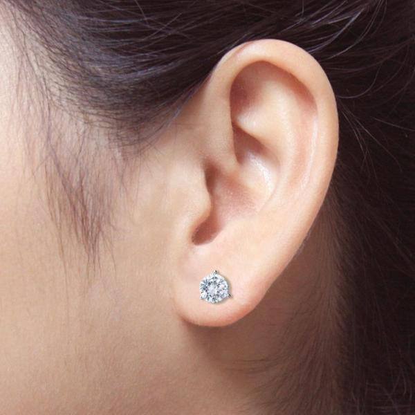 Auriya 1 1/2ctw 3 Prong Martini Set Round Diamond Stud Earrings 18kt Gold Certified