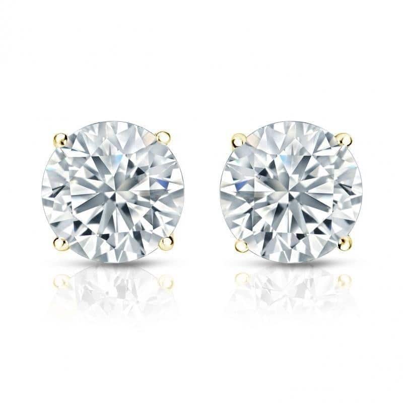 Auriya 3 1/4ctw Round Diamond Stud Earrings 14K Gold Certified Lock Back