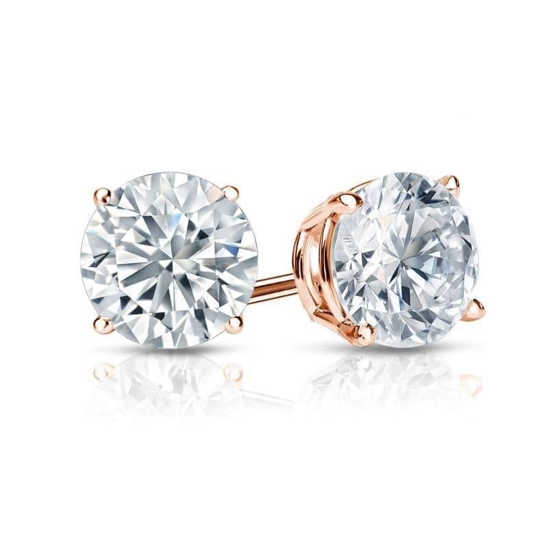 Auriya 3 1/4ctw Round Diamond Stud Earrings 14K Gold Certified Lock Back