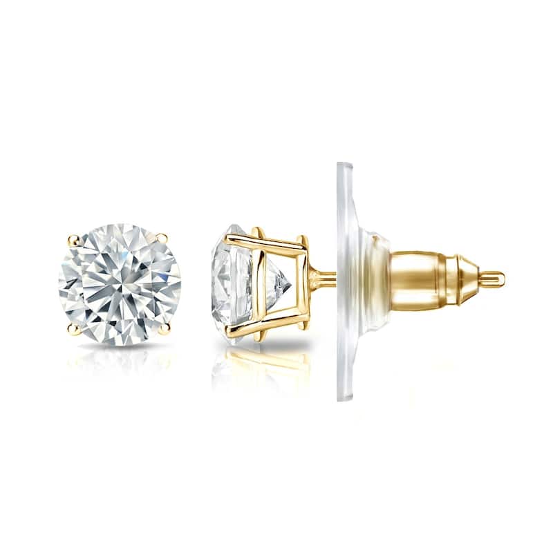 Auriya 3 1/4ctw Round Diamond Stud Earrings 14K Gold Certified Lock Back