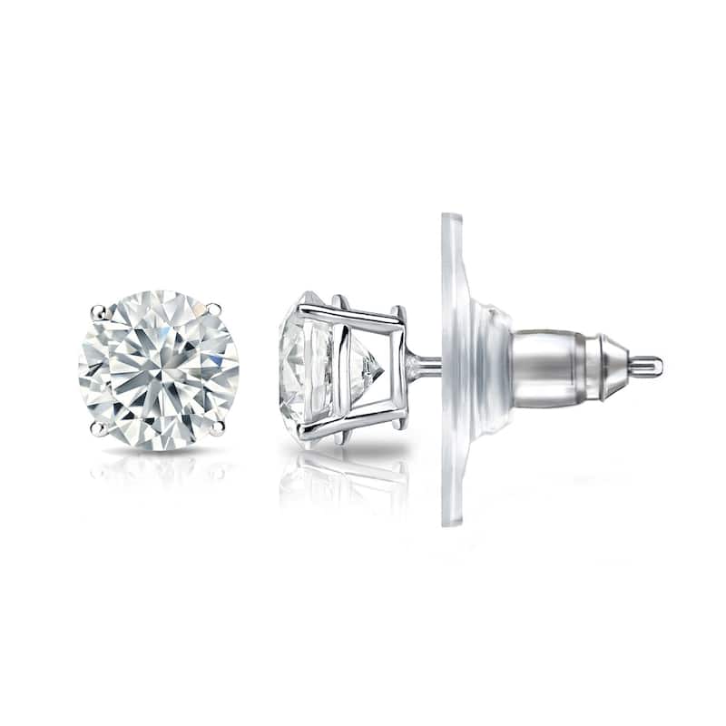 Auriya 3 1/4ctw Round Diamond Stud Earrings 14K Gold Certified Lock Back