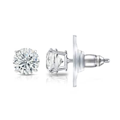 Auriya 3 1/4ctw Round Diamond Stud Earrings 14K Gold Certified Lock Back