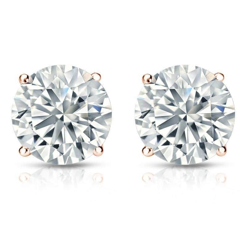 Auriya 3 1/4ctw Round Diamond Stud Earrings 14K Gold Certified Lock Back
