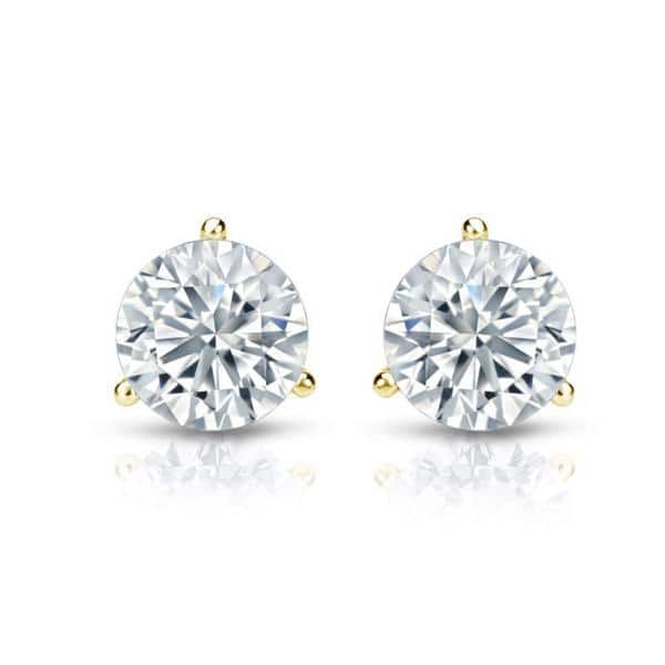 Auriya 1 1/2ctw 3 Prong Martini Set Round Diamond Stud Earrings 18kt Gold GIA Certified