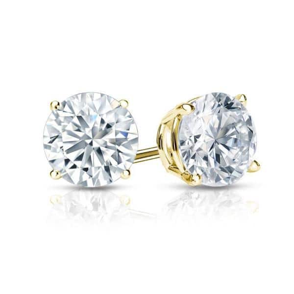 Auriya 14k Gold GIA Certified 2.00 carat TDW Round Diamond Stud Earrings