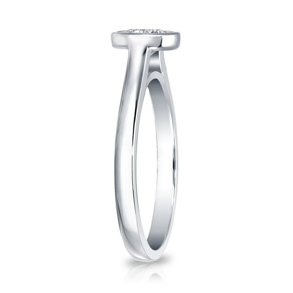 Auriya Platinum 1 3/4ctw Bezel Set Solitaire Diamond Engagement Ring GIA Certified