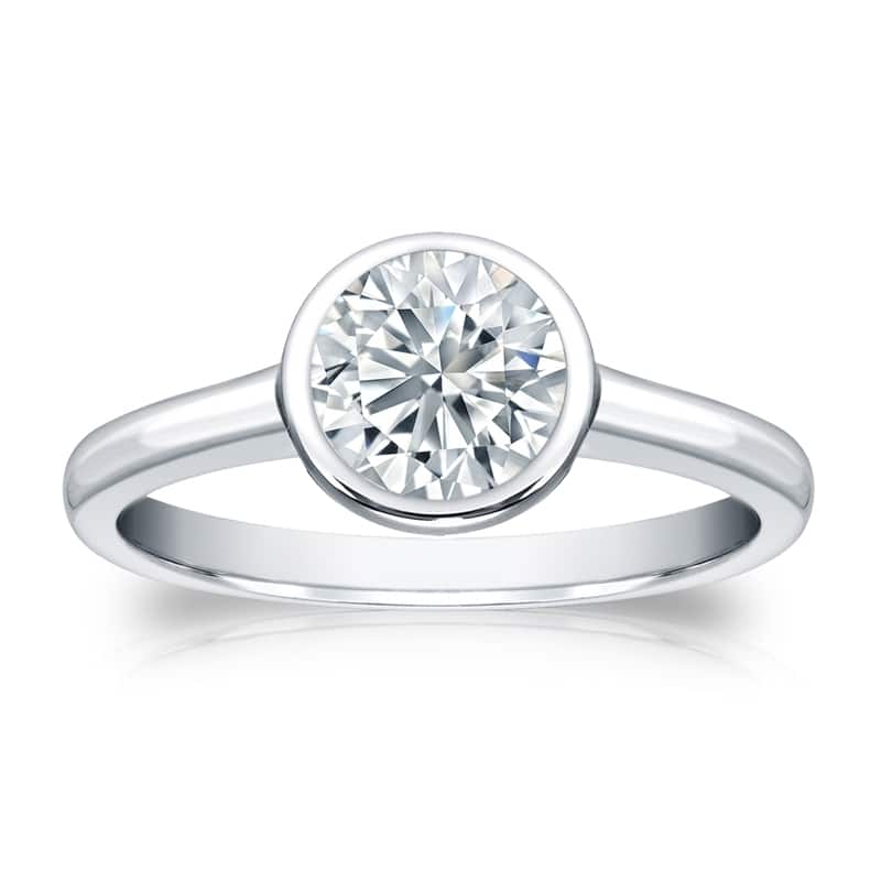 Auriya Platinum 2ctw Bezel Set Solitaire Diamond Engagement Ring GIA Certified