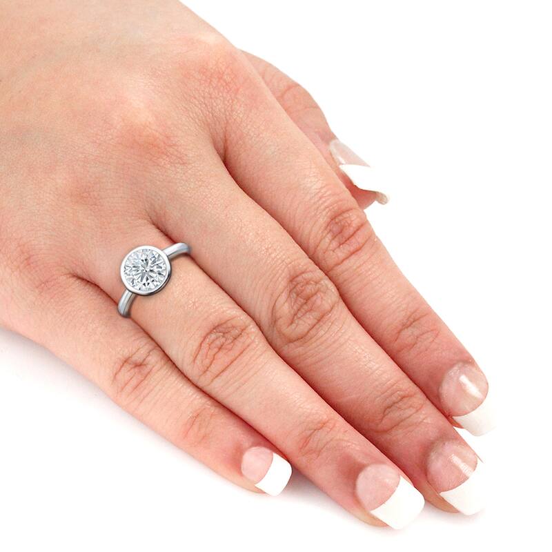 Auriya Platinum GIA Certified 1.75ct. TDW Solitaire Bezel Set Diamond Engagement Ring