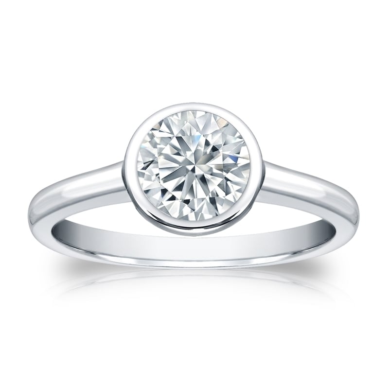 Auriya Platinum GIA Certified 1.75ct. TDW Solitaire Bezel Set Diamond Engagement Ring