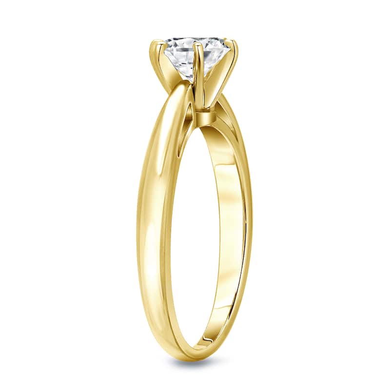Auriya 14k Gold 3/4ctw Round Solitaire Diamond Engagement Ring 6-Prong GIA Certified
