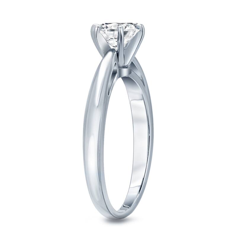 Auriya 14k Gold Certified 1.00ct. TW 6-Prong Round Solitaire Diamond Engagement Ring