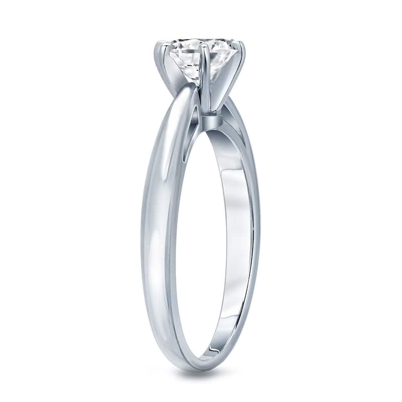 Auriya 14k Gold 3/4ctw Round Solitaire Diamond Engagement Ring 6-Prong GIA Certified