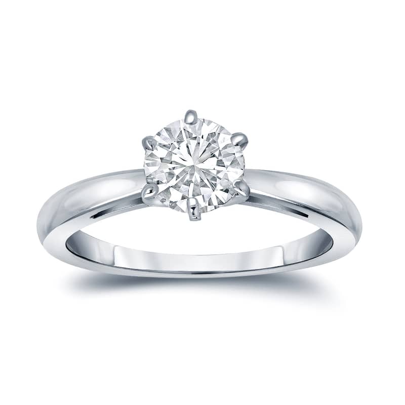 Auriya 14k Gold GIA Certified 1.75ct TDW 6-Prong Round Solitaire Diamond Engagement Ring