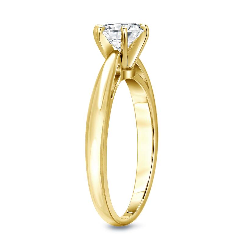 Auriya 14k Gold 1ctw Round Solitaire Diamond Engagement Ring 6-Prong GIA Certified