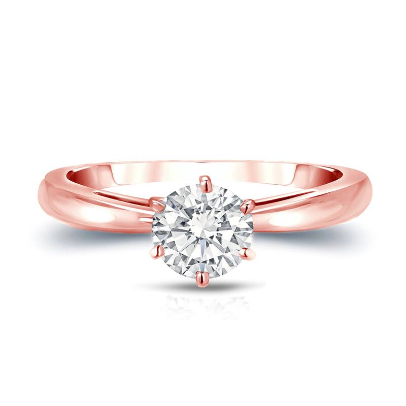 Auriya 14k Gold 2ctw Round Solitaire Diamond Engagement Ring 6-Prong GIA Certified