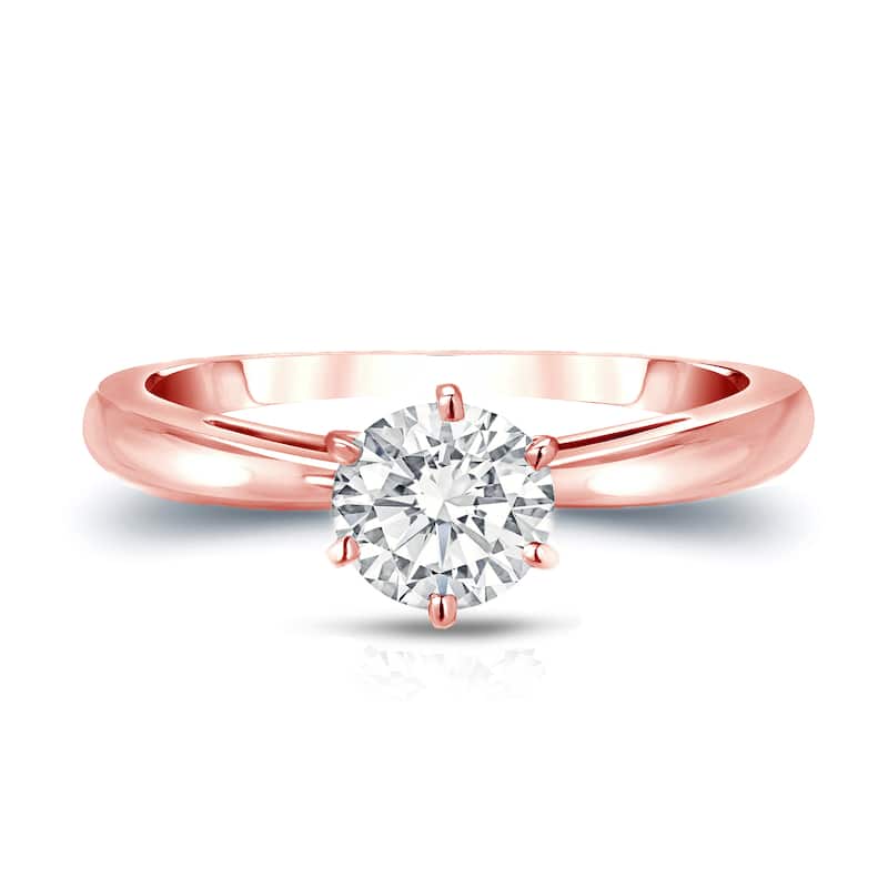 Auriya 14k Gold GIA Certified 1.75ct TDW 6-Prong Round Solitaire Diamond Engagement Ring