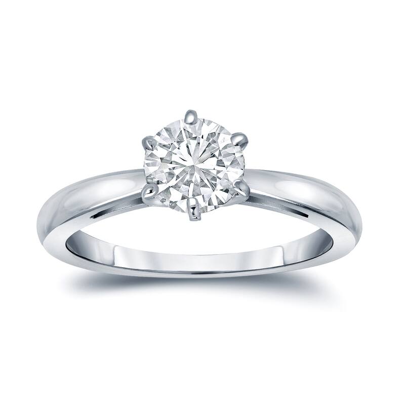 Auriya 18k Gold GIA Certified 1.50ct TDW Round 6-Prong Solitaire Diamond Engagement Ring