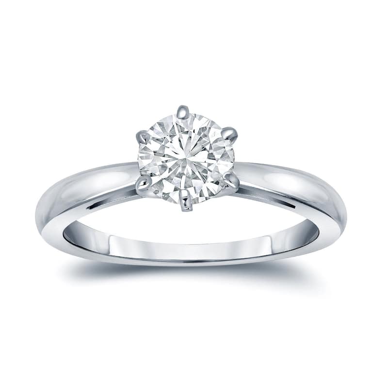 Auriya 1.50 ctw Round Solitaire Diamond Engagement Ring 18K Gold GIA Certified - 4 - White