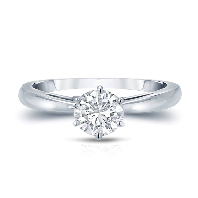 Auriya Platinum 1 1/2ctw Round Solitaire Diamond Engagement Ring 6-Prong Certified