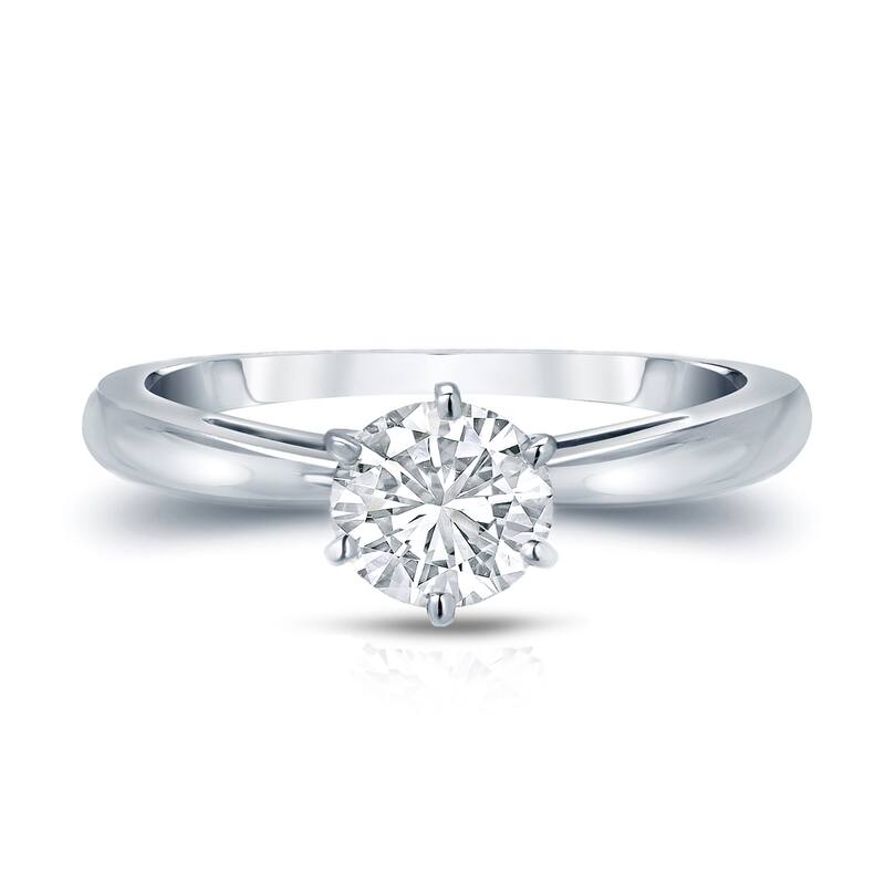 Auriya Platinum 3/4ctw Round 6 Prong Solitaire Diamond Engagement Ring Certified