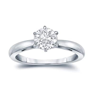 Auriya Platinum GIA Certified 2.25ct TDW Round 6-Prong Solitaire Diamond Engagement Ring
