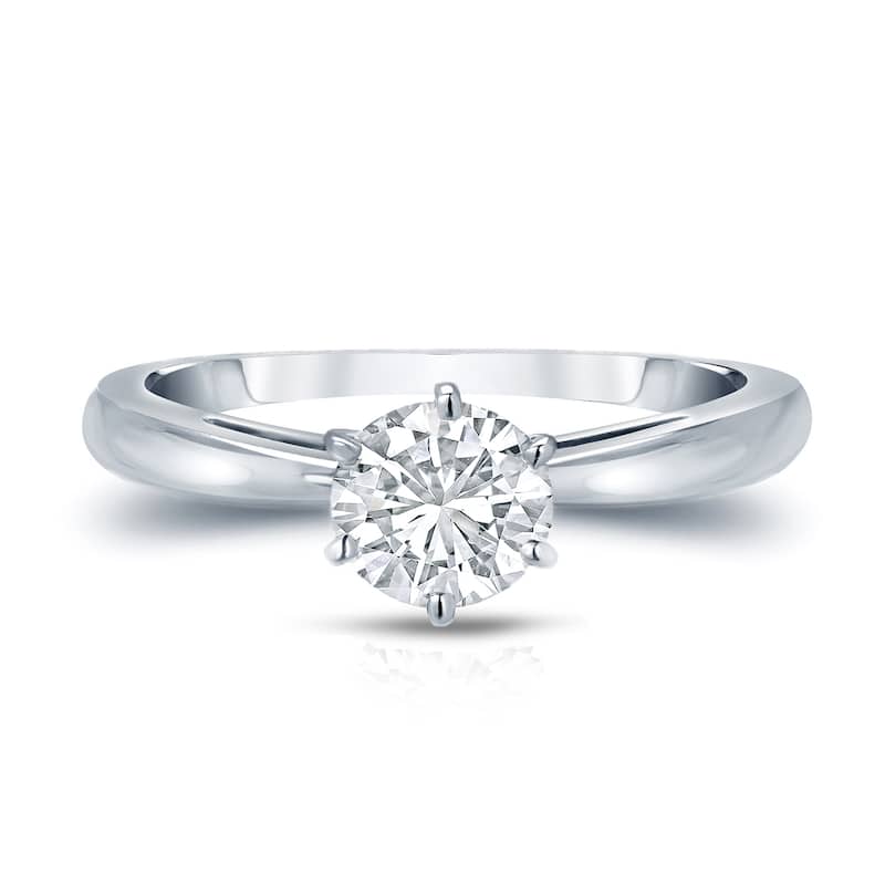 Auriya Platinum GIA Certified 2.25ct TDW Round 6-Prong Solitaire Diamond Engagement Ring
