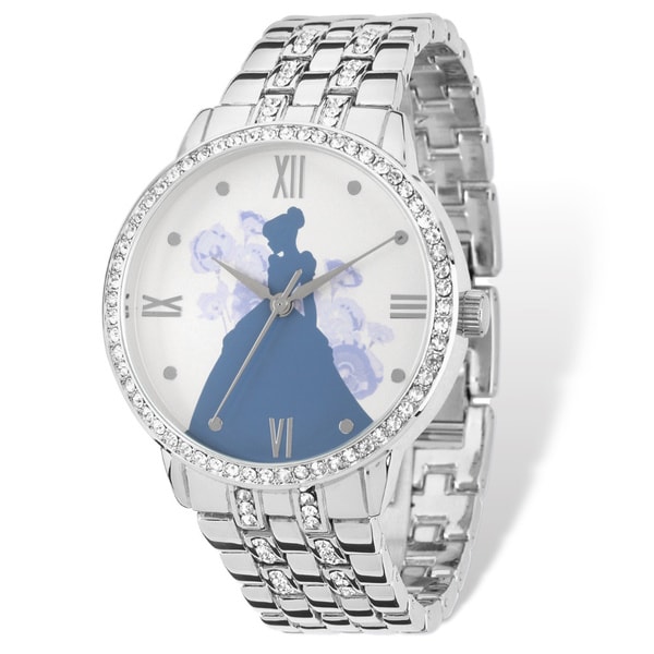 Disney Women's Stainless Steel Cinderella Silhouette Design Silver-tone Watch