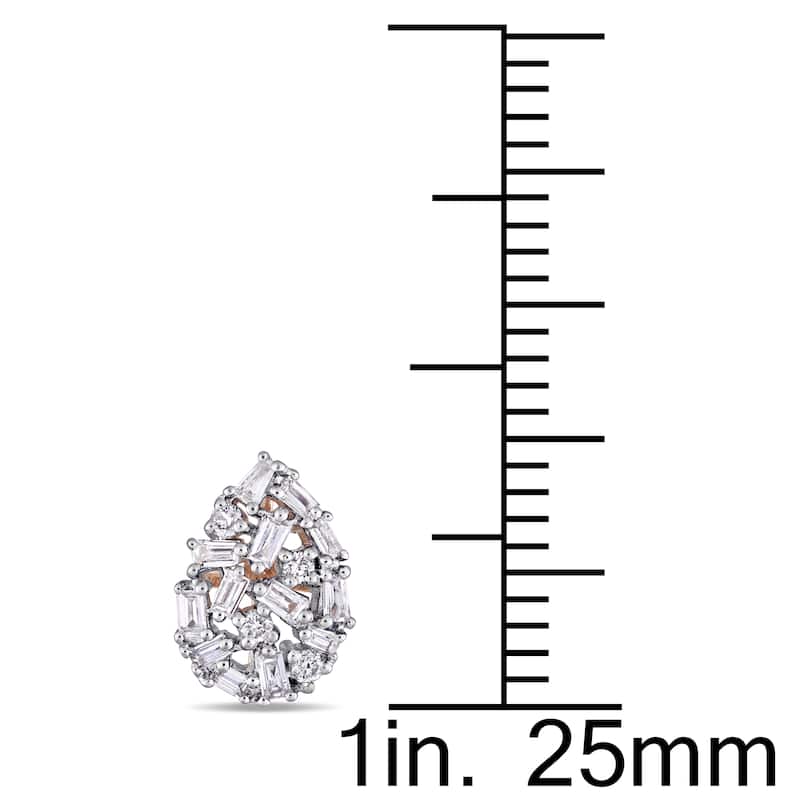 Miadora 14k White Gold 1/4ct TDW Round and Tapered Baguette-Cut Diamond Cluster Teardrop Stud Earrings (G-H, I1-I2)