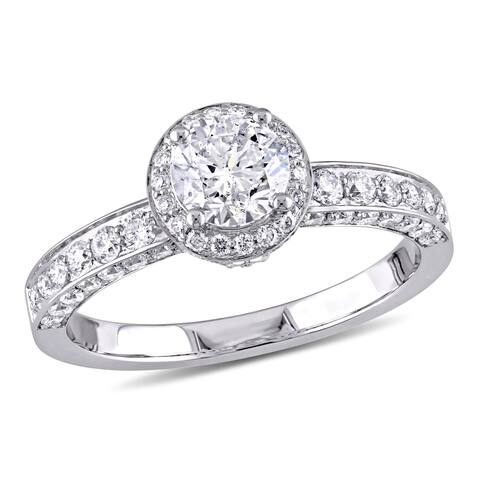 Laura Ashley 1 2/5 CT Diamond TW Halo Engagement Ring in 14k White Gold