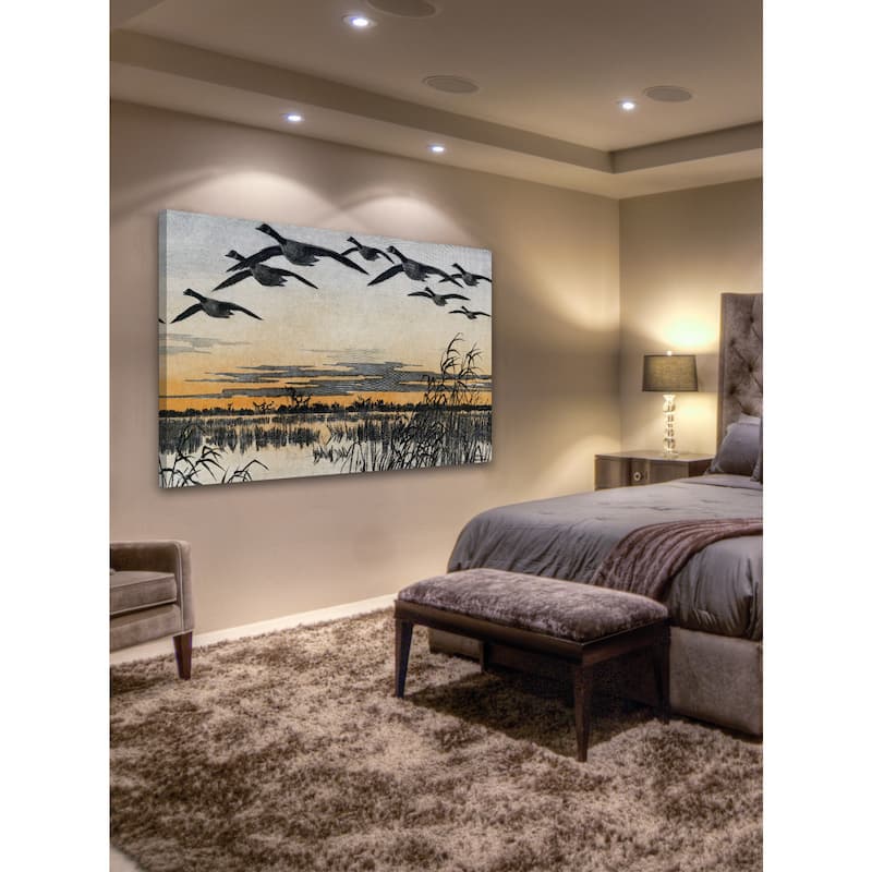 Marmont Hill - 'Geese in Flight' Painting Print on Wrapped Canvas - Multi-Color