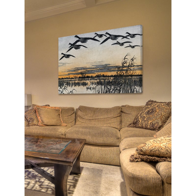 Marmont Hill - 'Geese in Flight' Painting Print on Wrapped Canvas - Multi-Color