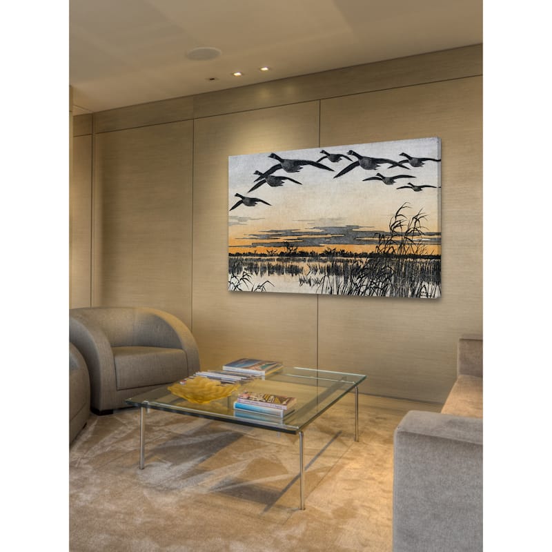 Marmont Hill - 'Geese in Flight' Painting Print on Wrapped Canvas - Multi-Color