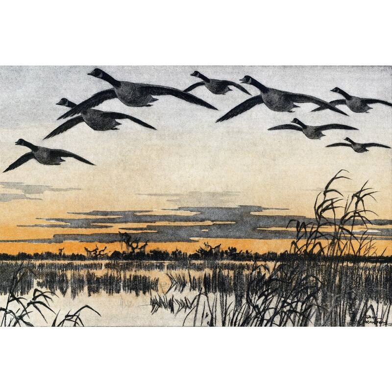 Marmont Hill - 'Geese in Flight' Painting Print on Wrapped Canvas - Multi-Color