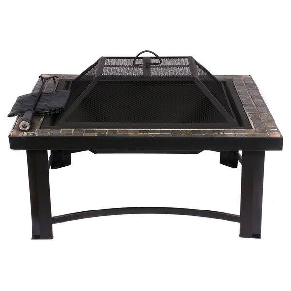 Shop Hio 30 Inch Natural Slate Top Square Fire Pit Free Shipping