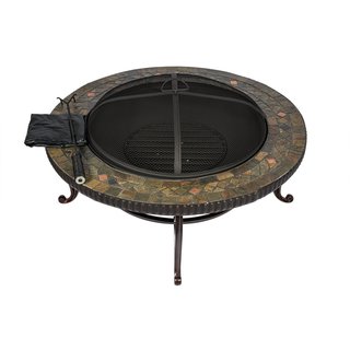 Shop Hio 34 Inch Natural Slate Top Fire Pit With Cover And Poker