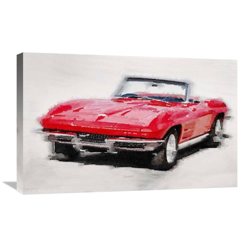 NAXART Studio '1964 Corvette Stingray Watercolor' Stretched Canvas Wall Art