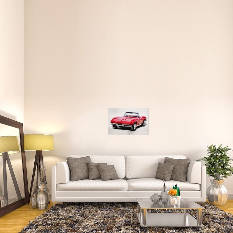 NAXART Studio '1964 Corvette Stingray Watercolor' Stretched Canvas Wall Art