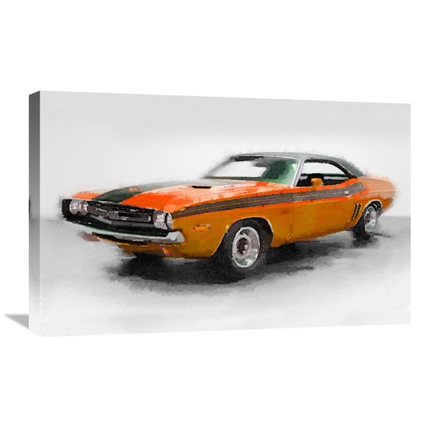 Naxart Studio '1968 Dodge Challenger Watercolor'' Stretched Canvas