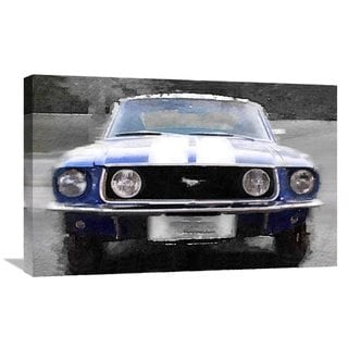 NAXART Studio '1968 Ford mustang Front End Watercolor' Stretched Canvas ...