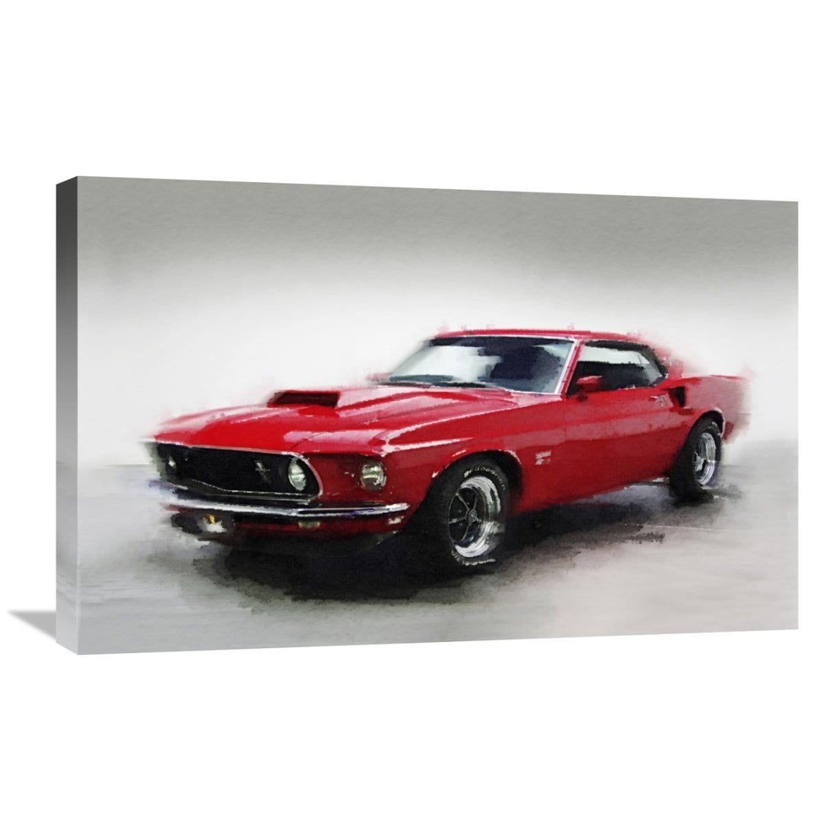 Shop Naxart Studio 1969 Ford Mustang Watercolor Stretched Canvas Wall Art Overstock 13951816
