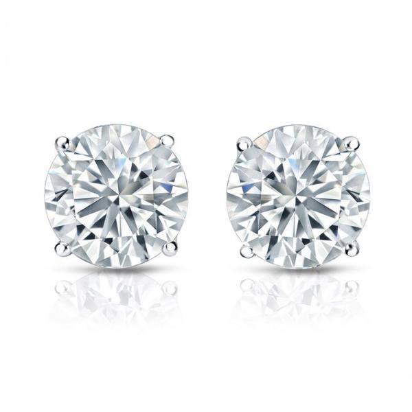 Auriya Platinum GIA Certified 2.70-Carat TDW Round Diamond Stud Earrings
