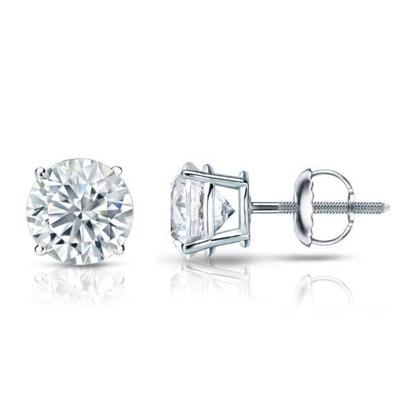 Auriya Platinum GIA Certified 2.70-Carat TDW Round Diamond Stud Earrings